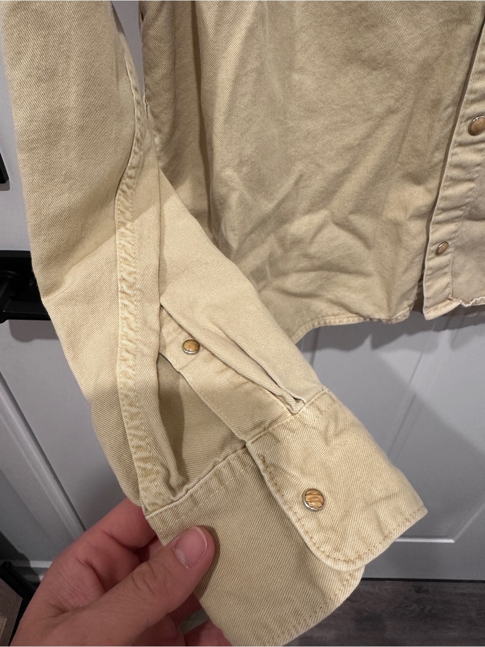 Abercrombie & Fitch Khaki Western Denim Shirt w/ Pearl Snaps - Picture 4 of 5